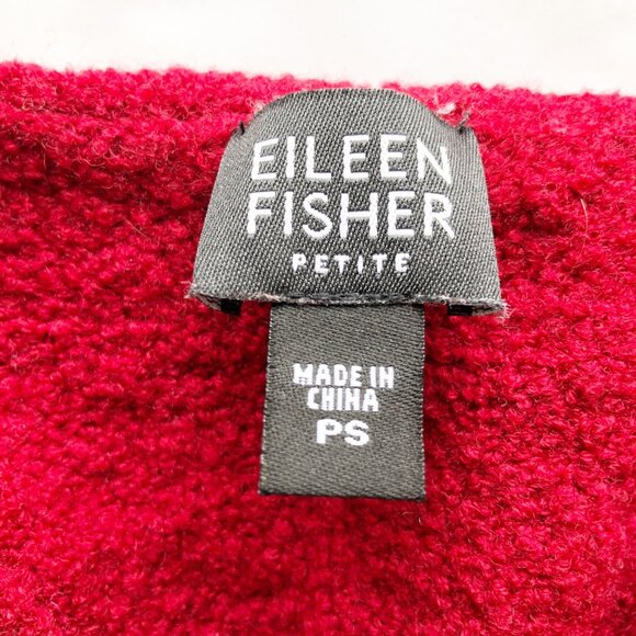 EILEEN FISHER Wool Red V Neck Pullover Sweater Womens Small Petite - Picture 5 of 10